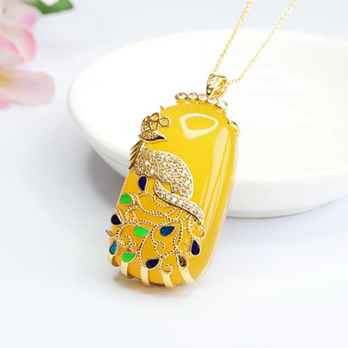 Pendentif de calcédoine agate collier jade véritable argent S925 - 3