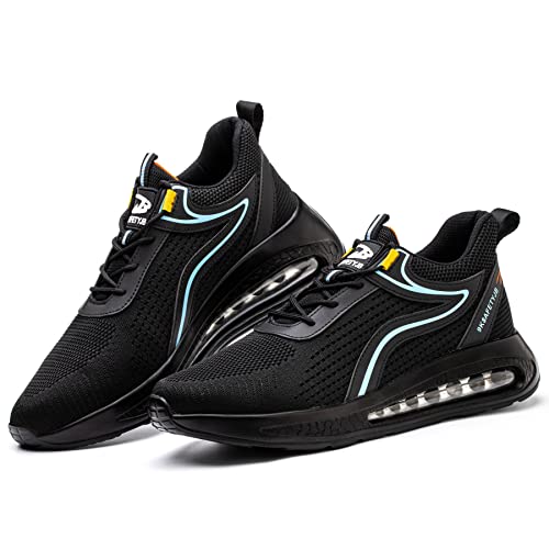 Image of XUNRUO Safety Work Shoes for Mens Womens,Steel Toe Lightweight Sneakers | Steel toe Athletic Footwear,all-day Comfort and Breathable . Ideal for Construction, warehouse,Carpenter and Industrial jobs.