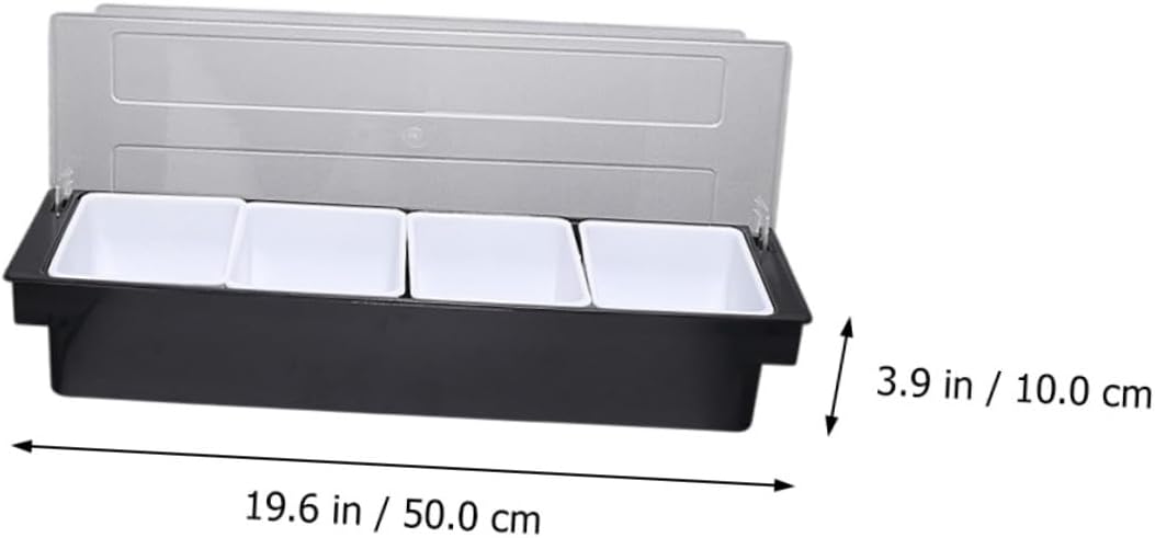 TOYANDONA Divided Plastic Fruit Storage Box 4-compartment Food Sealing Container Freshness Keeping for Kitchen and Bar Use