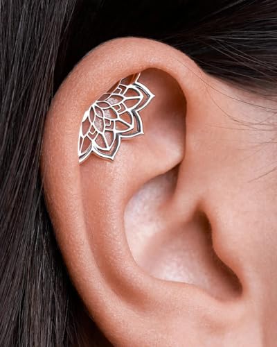 Boho Cartilage Helix Earring For Women, Halloween Gothic Punk Geometric Mandala Lotus Flower Hidden Helix Piercing Earrings Unique Personalized Gift Jewelry2