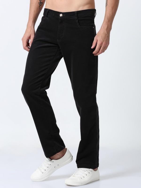 Image of NEVER NEUD Men's Corduroy Trousers | Stylish Straight Fit 4 Pocketed Corduroy Pants for Men | 98% Cotton 2% Elastane | Mid Rise | Comfortable Casual Regular Fit Pants | Button Closure