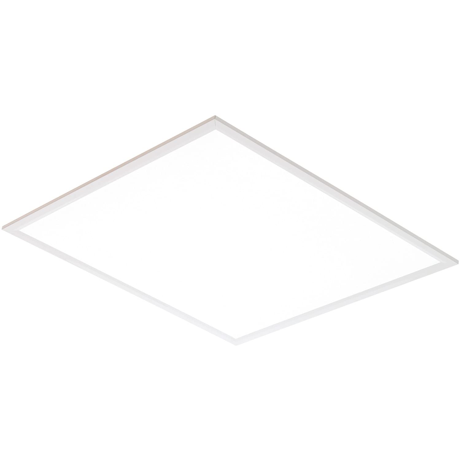 Loops Square Backlit LED Ceiling Panel Light - 595mm x 595mm - 40W Daylight White LED Module - Gloss White Aluminium & Opal Plastic - Commercial Office Ceiling Light Fitting
