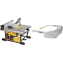 DEWALT Table Saw for Jobsite, Compact, 8-1/4-Inch with Lightweight Protective Safety Glasses DWE7485 & DPG52-1C