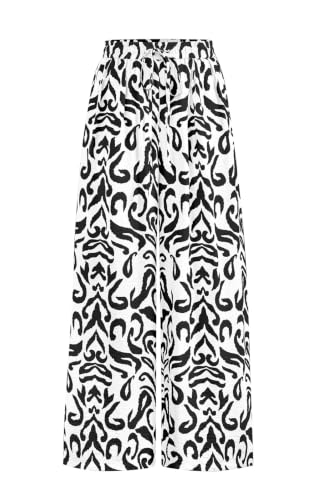 Image of PRETTYGARDEN Womens Pants Elastic Waist Floral Lightweight Palazzo Pants for Women Casual Lounge Wide Leg Pants Woman