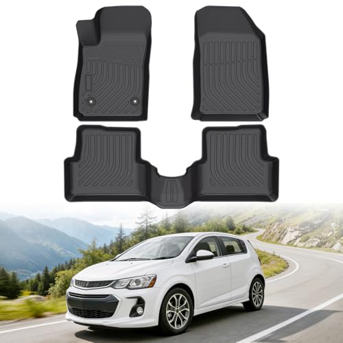 Vehiwell Floor Mats for Chevrolet Chevy Sonic 2012-2020, Black TPE All-Weather Liners