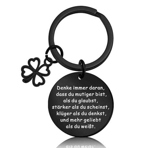 Otuuz Glücksbringer Schlüsselanhänger Motivationsgeschenke Mutmacher Geschenk Schlüsselanhänger Aufmunterung Geschenke für Freundin Freund Kollegen Kollegin zum Geburtstag (Schwarz)