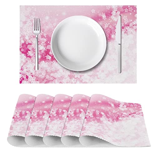 Sets de table fleur de cerisier brillants protège table lavable - 3