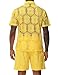 LecGee Mens Lace Co ords Set Mesh Short Sets 2 Piece Outfits Fashion Summer Tracksuits Casual Sexy Shirt Short(Orange,L)