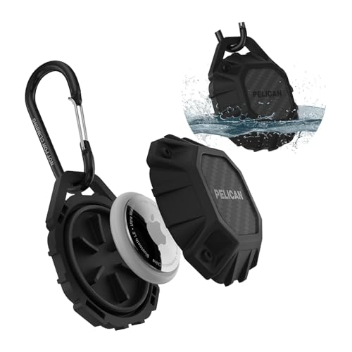 Image of Pelican Marine AirTag Holder - Waterproof AirTag Keychain with Carabiner Clip [Impact Resistant] [Travel Essentials] Protective Apple Air Tag Case for Dog Collar, Backpack, Keys, Luggage - Black