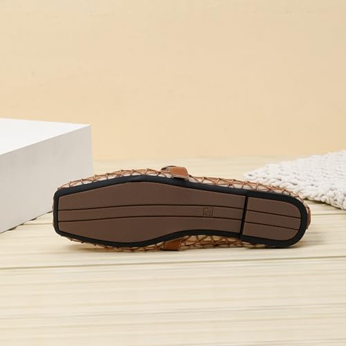 Ruiatoo Comfy Fishnet Ballerina Flat Shoes for Women - Square Toe Mesh Ballet Flats with Buckle Strap for Casual, Office Wear2
