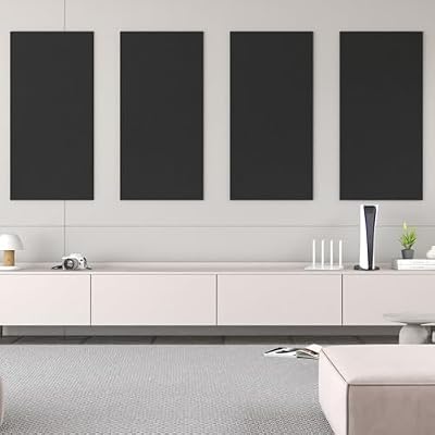 TONOR Large Acoustic Panels Self-Adhesive, 4PCS 44.1 x 21.7 Sound Absorbing Panel, Acoustic Wall Panels for Interior Wall Decor and Recording Studio Acoustical Treatments, Living Room, Office, Black