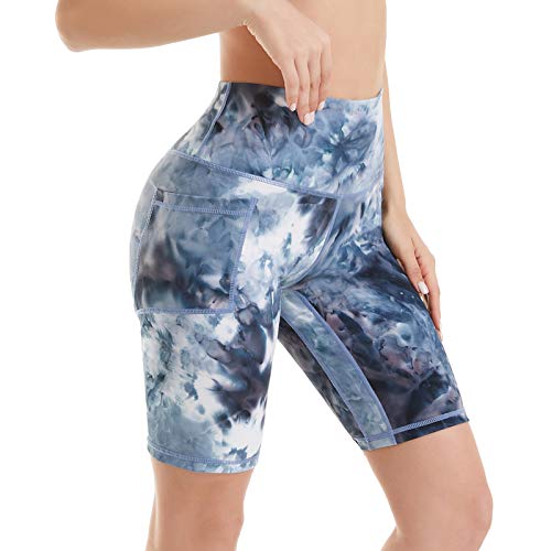 AMYTIS Damen Kurze Shorts Blickdicht Sporthose High Waist Radlerhose Kurz Hose Leggings mit Taschen Elastisch Laufhose Yoga Gym Fitness Sommer Leggins