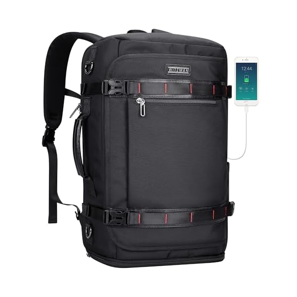 WITZMAN Travel Backpack for Men 35L Carry-on Laptop Backpack Luggage Fit 16 inch TSA Friendly Flight Approved with Shoe Compartment for Airplanes（B718 Black）