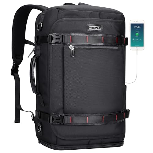 WITZMAN Travel Backpack for Men 35L Carry-on Laptop Backpack Luggage Fit 16 inch TSA Friendly Flight Approved with Shoe Compartment for Airplanes(B718 Black)