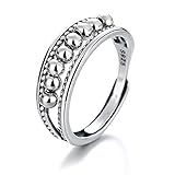 BIGPIPI Silver Anti Anxiety Ring with Beads Spinner Fidget Ring for Women Men Daughter Girls Jewelry