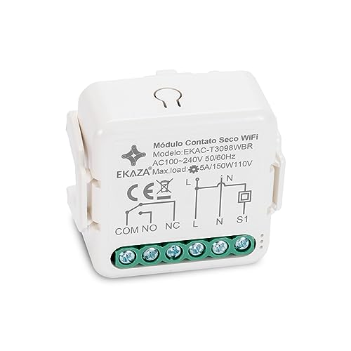 EKAZA - MINI MÓDULO CONTATO SECO(DC) WI-FI - EKAC-T3098WB Branco