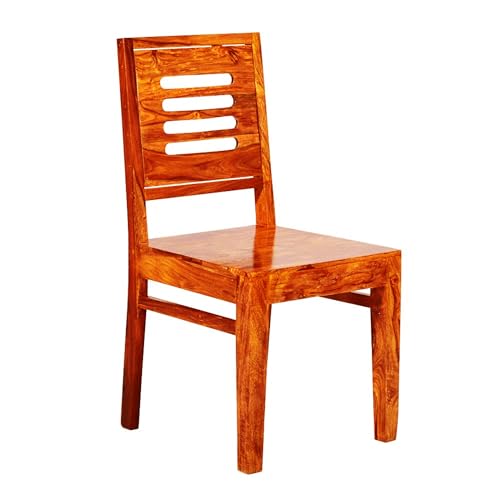 Image of Sheesham Wood Dining Chairs Set of 2 Wooden Multipurpose Seating Chair for Dining Room Home (Maple Finish)