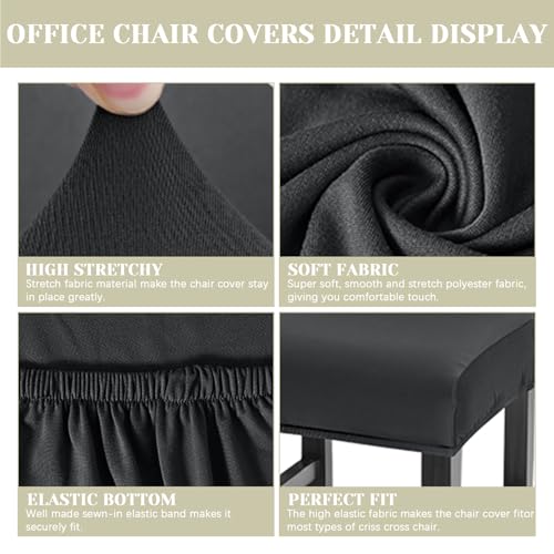 Image of Bar Stool Covers Counter Chair Slipcovers Set of 4,Dark Grey | Stretch Barstool Seat Covers,Washable Removable Pub Tall Stool Slipcover,Bar Chair Cover for Kitchen Dining Room Cafe