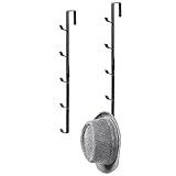 MyGift Black Metal Over-The-Door Coat, Hat & Purse Rack with 5 Hooks, Set of 2