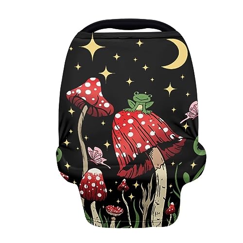 Image of Youngerbaby Red Mushroom Nursing Cover Carseat Canopy Car Seat Covers for Babies Mom Breastfeeding Scarf Infant Starry Night Black Multi Use Cover for Baby Stroller Shopping Cart Feeding High Chair