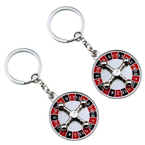 ZHome Rotatable Roulette Wheel Key Chain Ring Creative Metal Decorative Pendant Keychain Keyring Keyfob for Men Women 2Pcs/Set
