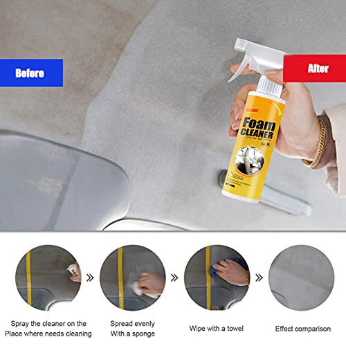 250ML multifunctionele schuimreiniger - schuimreiniger voor auto en huis Citroensmaak, schuimreiniger Spray voor auto, sterke decontaminatie Auto-interieur Plafond Lederen stoelreiniger Schuim - Image 5