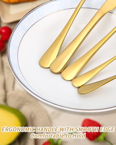 Besteck Set 12 Personen, 60-teiliges Goldenes Besteck, Hochglanzpoliert und Spülmaschinenfest, Elegantes Besteck Gold, mit Messer Gabel Löffel, für Haus, Party, Restaurant(Gold)