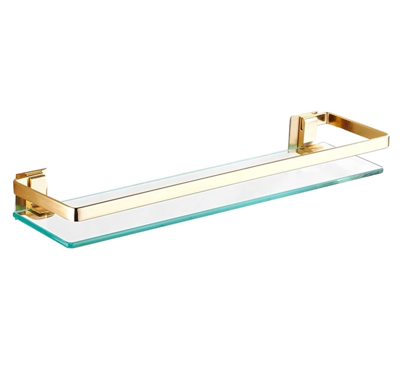 Bathroom Shelf Shower Caddy Shower Shelves Wall Mounted Drilling Glass Shower Caddy Shelf with Guardrail Storage Rack for