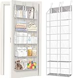 Over the Door Organizer 5 Tiers,Extra Large Behind Door Storage of 10 Compartments,50 lbs Weight Capacity Over the Door Storage, Clear Door Hanging Organizer for Closet, Diaper Organizer
