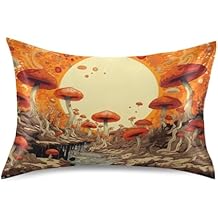 Mushroom Satin Body Pillow Cover,Satin Pillowcase for Hair,Premium and Silky Long Body Pillow Case with Envelope Closure 20x40in 2011537