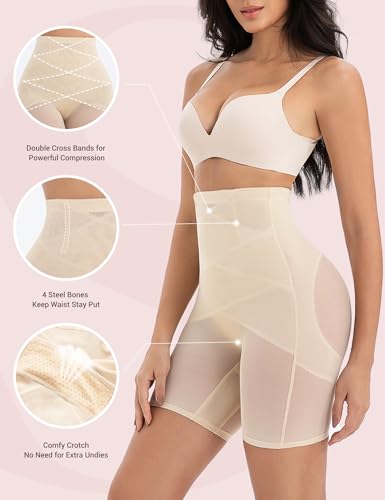 Shapewear for Women Tummy Control, Butt Lifting High Waisted Body Shaper Underwear Shorts Thigh Slimmer Girdles4