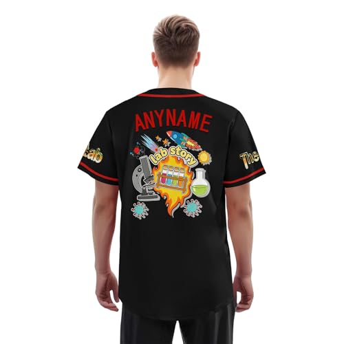 Lab Week Custom Baseball Jersey, Personalized Lab Story Softball Button Down Shirts for Science Party miniatura 3