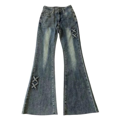 Women Vingate High Slim Fit Flared Jeans Stretch Denim Pants