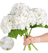 Nubry 22.44In White Hydrangea Artificial Flowers,4Pcs Latex Faux Real Touch Large Hydrangea Flowe...