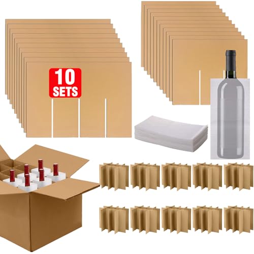 10 SETS Wine Boxes for Moving Kits (Box Not Included) Glass Dividers for Shipping Boxes Moving Kit for Glasses Wine Glass Fits in 16x12x12 Inch Box