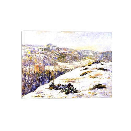 MUHJDYC Ernest Lawson Impression sur Toile-Tableau Reproduction-Célèbre D'art Peinture Image Decoration Murale Salon(Winter River) 80x105cm Toile Tendue