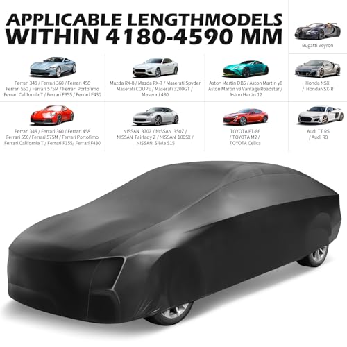 Image of DREAMOTOR Waterproof Car Cover for Corvette C8, PU Leather Car Cover Waterproof All Weather, Outdoor Indoor Car Covers Exterior Weatherproof, Stretch TPU Car Covers for Automobiles Car 165 inch L-180 L