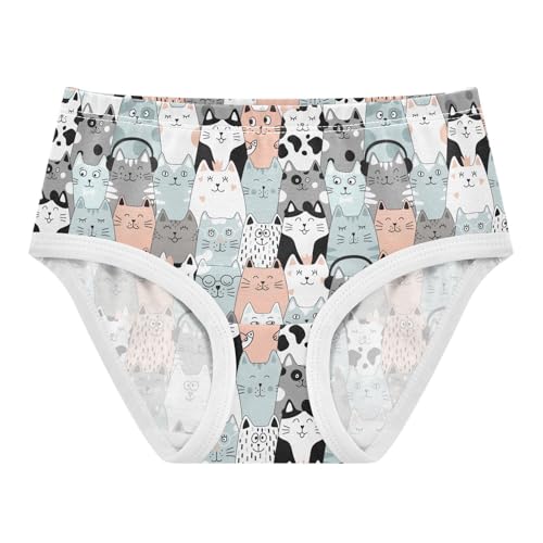Little Girls' Soft Cotton Underwear Kids Breathable Comfort Funny Cartoon Cat Panties Briefs Toddler
