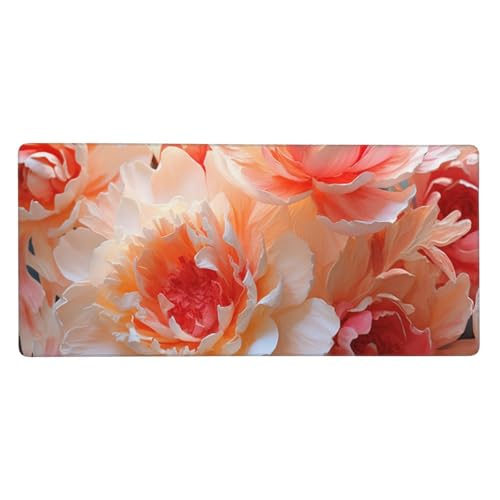 Tapis de souris de jeu grand format motif pivoine sous-main étendu pour bureau