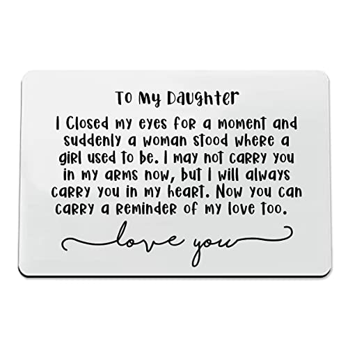 To My Daughter, Engraved Wallet Insert Card, Love You Gift, Wedding Gift for Daughter, Wallet Card Note for Daughter, Graduation Gift, Sentimental Keepsake Gift for Daughter, Wedding Day Gift (Silver)