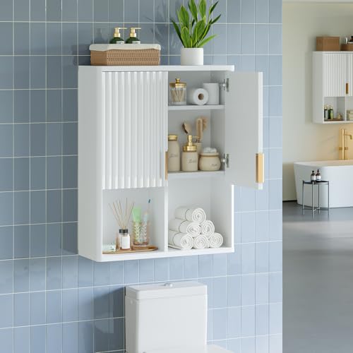 Besiter-Fluted-Bathroom-Wall-Cabinet-Over-The-Toilet-Storage-23x-29-Medicine-Cabinet-with-Adjustable-Shelf-Laundry-Cabinet-Wall-Mounted-and-Kitchen-Storage-CabinetGlossy-White Besiter Fluted Bathroom Wall Cabinet Over The Toilet Storage 23x 29 Medicine Cabinet with Adjustable Shelf Laundry Cabinet Wall Mounted and Kitchen Storage CabinetGlossy White