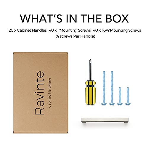 Image of Ravinte 20 Pack 5 Inch Stainless Steel Cabinet Handles Square Cabinet Pulls Brushed Nickel Cabinet Hardware Kitchen Cabinet Drawer Pulls Come with Screwdriver