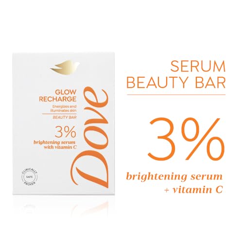 Image of Dove Glow Recharge Serum Beauty Bar | 3% Brightening serum + Vit C | Energizes & Illuminates skin | Paraben & SLS free | 375g (125g x 3)