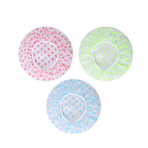 Waterproof EVA Plastic Shower Caps, 3 Pieces Elastic Band Reusable Hair Bath Cap Shower Hat for Women Ladies Spa Salon