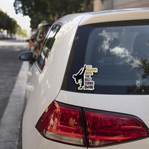 Image of 3 Pcs Keep Training Until Belt Turns Black Sticker, Karate Taekwondo Stickers, Black Belt Taekwondo Martial Arts Car Decal - Vinyl Sticker for Water Bottles Laptop Phone Car Window Helmet (S1, 5 inch)