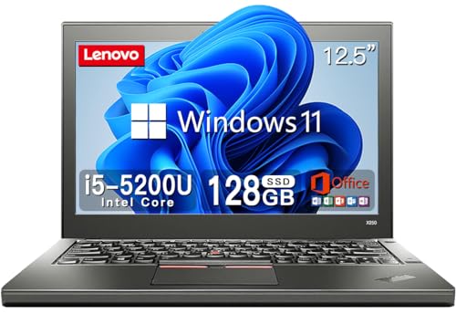 【整備済み品】 【Microsoft Office 2019&Windows11】Webカメラ機能付き・軽量・薄型 レノボ モバイルパソコン X250/12.5型/Core i5-5200U/HDMI/WIFI/Bluetooth/メモリ:4GB/SSD:
