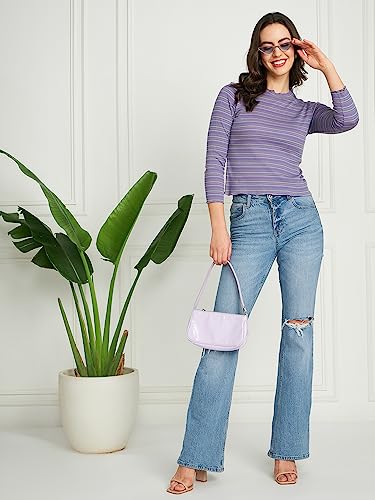 Image of Modeve Women Horizontal Stripes Striped Long Sleeves Top for Summer||Winterwear||