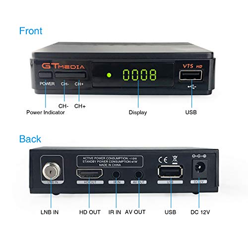 GT MEDIA V7S HD Satellite TV Receiver Builtin Galaxy 19 FTA DVBS/S2 Digital Sat Decoder Full