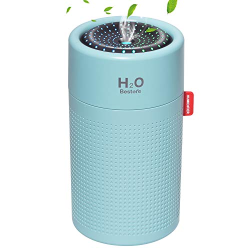 【令和革新モデル】 加湿器 卓上 usb充電式 2000mAh大容量 アロマディフューザー コードレス 超静音 アロマ 除菌 ペットボトル 超音波式 加湿器 ミニ オフィス/部屋/車載 空焚き防止 水漏れ防止 LEDライト搭載 乾燥/花粉症対策 750ml (ブルー)