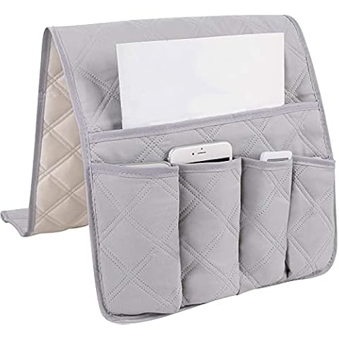 Bkrdty Armrest Storage Organizer Anti-Slip Sofa Couch Chair Armrest Organizer 90 * 33cm 5 pockets Couch Chair Organizer Holder for TV Remote Control Magazine Books Cell Phone Grey Cover